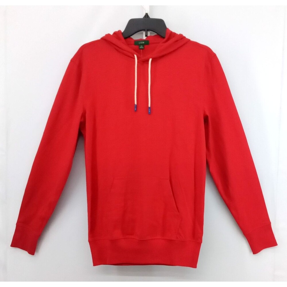 J. Crew Hooded Sweatshirt Adult Size XS Red Long Sleeve Front Pocket Lightweight